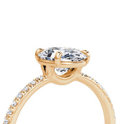 Oval Cut - Pave Band - Classic Engagement Ring- 14 K Gold